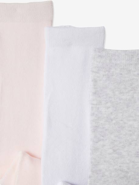 Pack of 3 Knitted Tights for Babies marl grey+old rose+White 