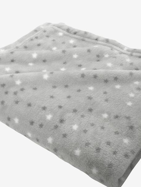 Star Printed Microfibre Blanket, Basics Dark Blue/Print+Light Grey/Print 