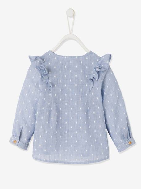 Blouse with Ruffles, for Baby Girls Dark Blue Stripes 