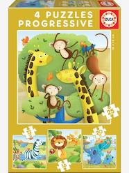 -Set of 4 Progressive Puzzles, 12 to 25 Pieces, Wild Animals, by EDUCA