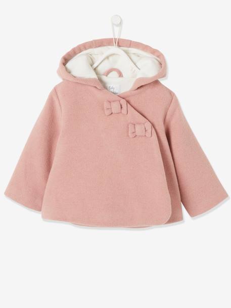 Fabric Coat with Hood, Lined & Padded, for Baby Girls Pink 