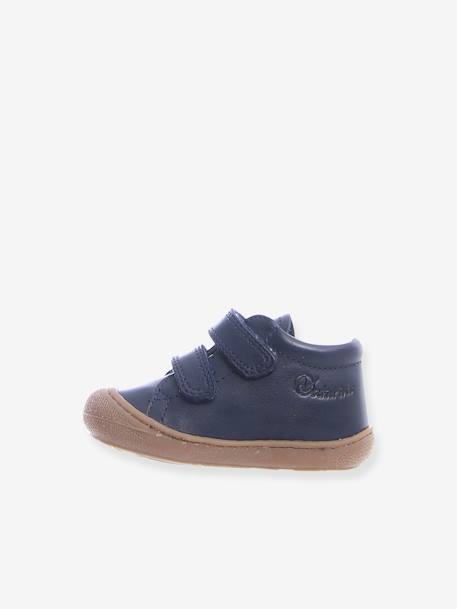 Boots for Baby Boys, Cocoon Velcro by NATURINO®, Designed for First Steps BROWN LIGHT SOLID+Dark Blue 