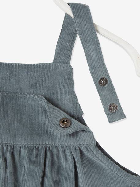 Blouse & Corduroy Dungarees Combo for Baby Girls Dark Blue 