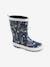 Wellies in Natural Rubber for Girls Dark Blue/Print 