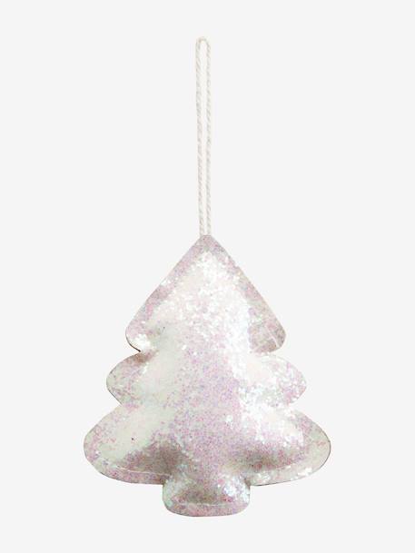 Set of 4 Christmas Decorations, Glitter Pink 