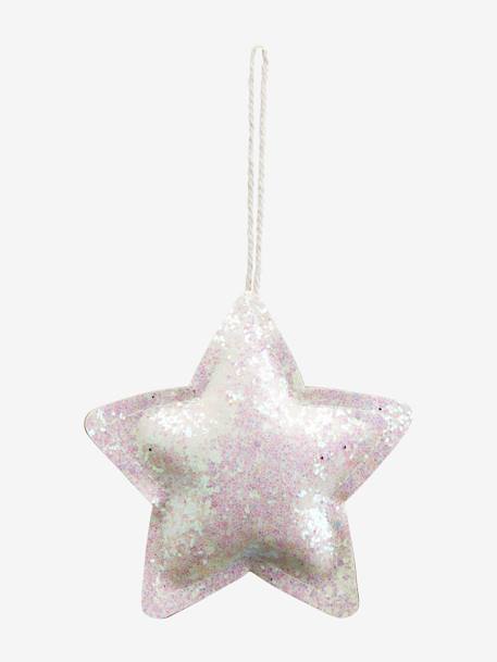 Set of 4 Christmas Decorations, Glitter Pink 