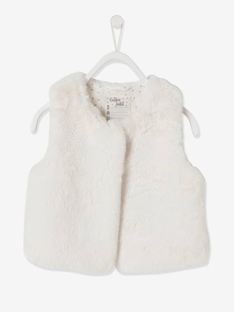 Faux Fur Waistcoat for Girls blush+White 