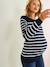 Sailor-Type Top, Maternity & Nursing Special Dark Blue Stripes+White Stripes 