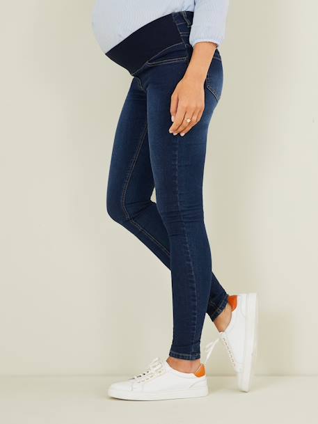 Skinny Leg Jeans with Narrow Belly Band, for Maternity Dark Blue 