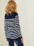 Sailor-Type Top, Maternity & Nursing Special Dark Blue Stripes+White Stripes 