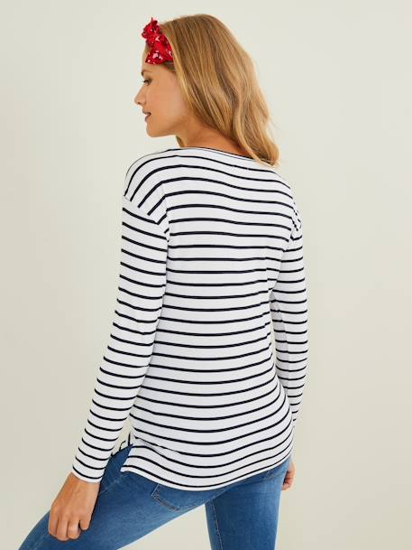 Crossover Top, Maternity & Nursing Special Red Stripes+White Stripes 