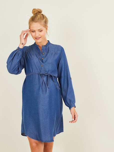 Maternity Dress in Lightweight Denim Denim Blue 