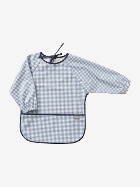 Smock-Like Bib with Long Sleeves Blue Checks+multicoloured+White Stripes+White/Print 