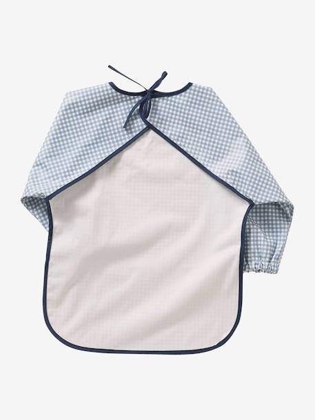 Smock-Like Bib with Long Sleeves Blue Checks+multicoloured+White Stripes+White/Print 