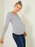 Long-Sleeved Maternity Top ochre+White Stripes 