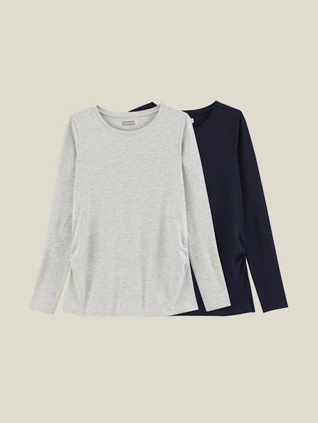 Pack of 2 Long Sleeve Tops for Maternity Black+Dark Blue 