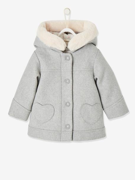 Coat with Hood for Baby Girls Light Grey 