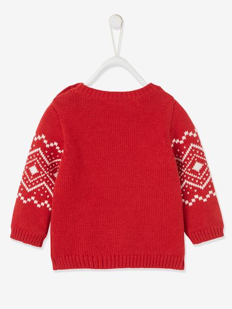 Unisex Christmas Jumper, Reindeer, for Babies Dark Red 