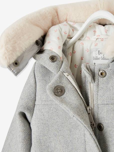 Coat with Hood for Baby Girls Light Grey 