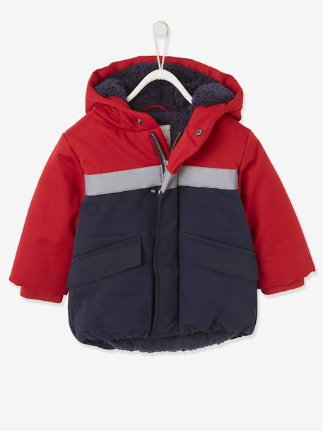 Colourblock Padded Jacket for Baby Boys Dark Red 