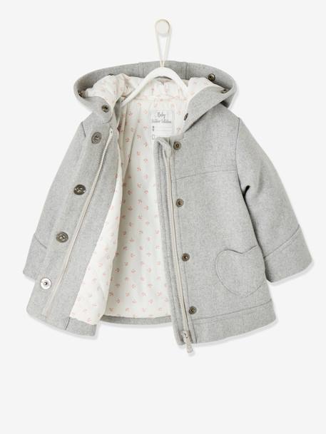 Coat with Hood for Baby Girls Light Grey 