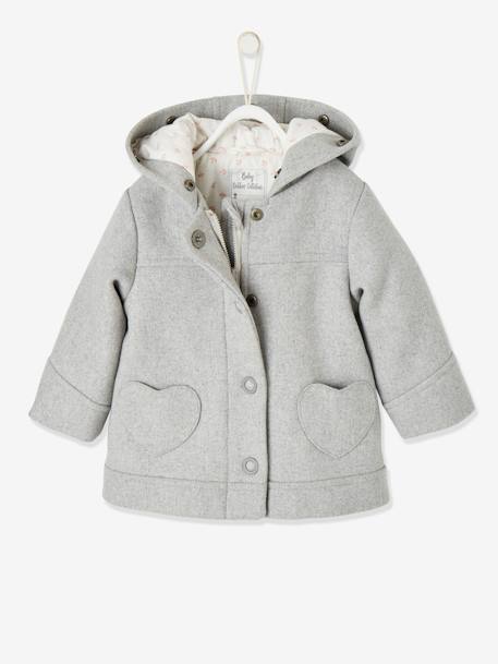 Coat with Hood for Baby Girls Light Grey 