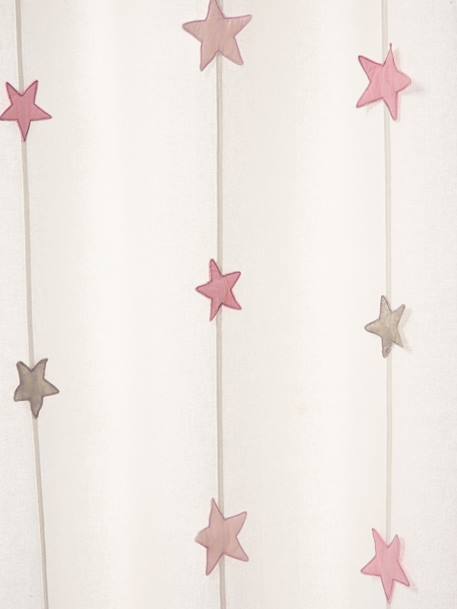 Semi-Sheer Curtain with Eyelets & Starry Garlands Green+White 