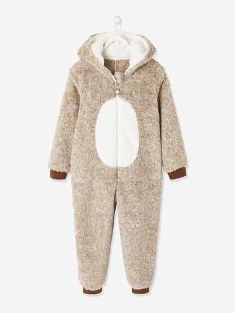 Plush Effect 'Reindeer' Onesie for Boys Beige 