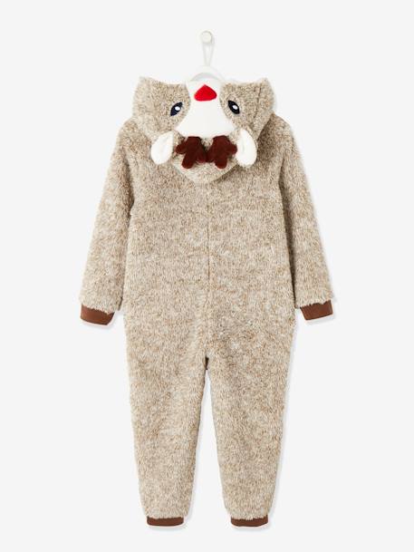 Plush Effect 'Reindeer' Onesie for Boys Beige 