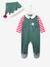 Unisex Christmas Set, Sleepsuit + Beanie, for Babies Green 