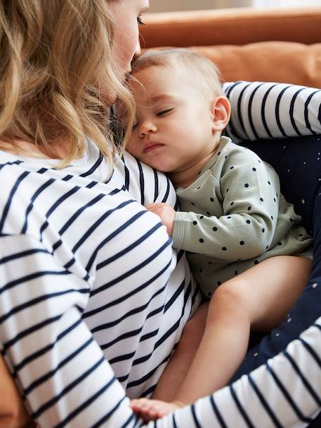 Crossover Top, Maternity & Nursing Special Red Stripes+White Stripes 