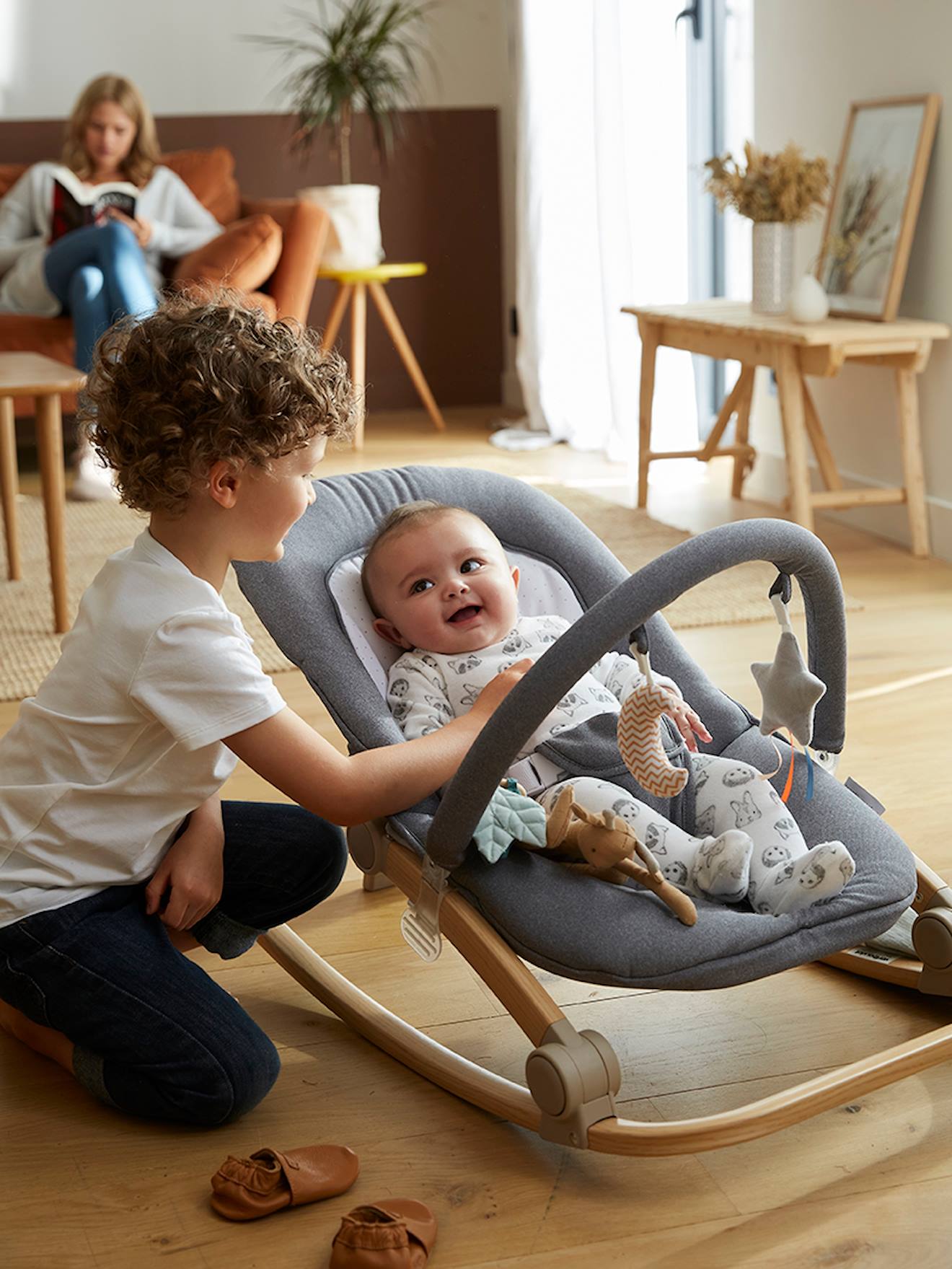 Wooden baby sale bouncer