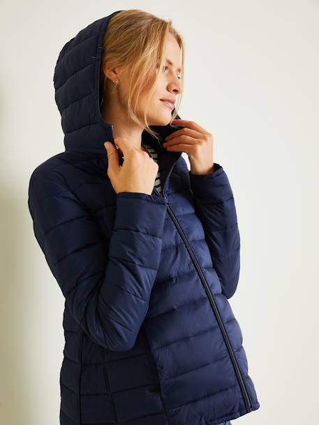 Lightweight Padded Jacket, Adaptable for Maternity & Post-Maternity Dark Blue+GREEN DARK SOLID 