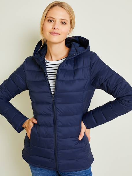 Lightweight Padded Jacket, Adaptable for Maternity & Post-Maternity Dark Blue+GREEN DARK SOLID 