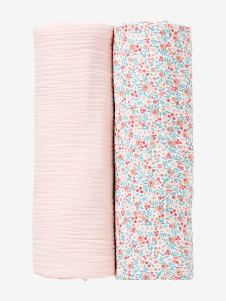 Pack of 2 Swaddle Cloths Light Pink 