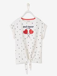 Girls-Tops-T-Shirts-Hearts T-Shirt with Iridescent Detail for Girls