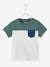 Short Sleeve Colourblock T-shirt, for Babies Dark Green+yellow 