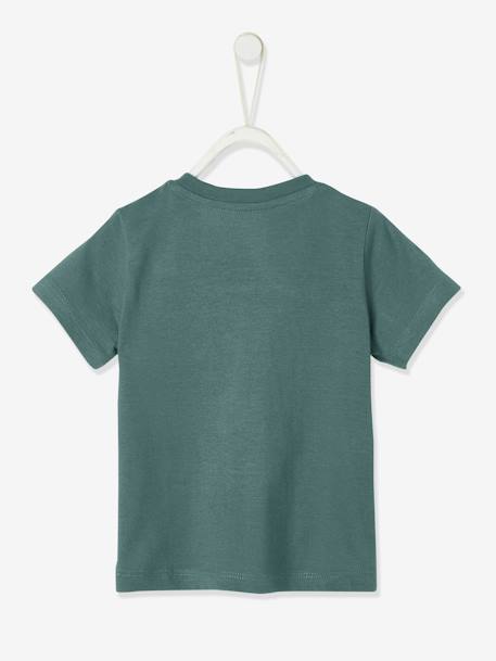 Short Sleeve Colourblock T-shirt, for Babies Dark Green+yellow 