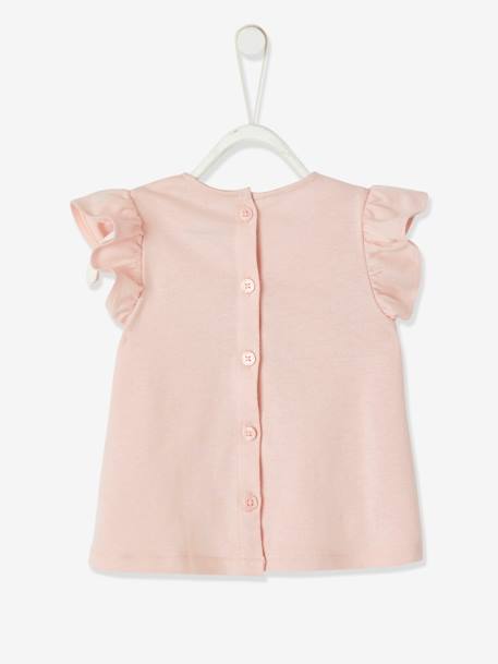 T-Shirt with Flowers in Relief, for Babies ecru+Light Pink 