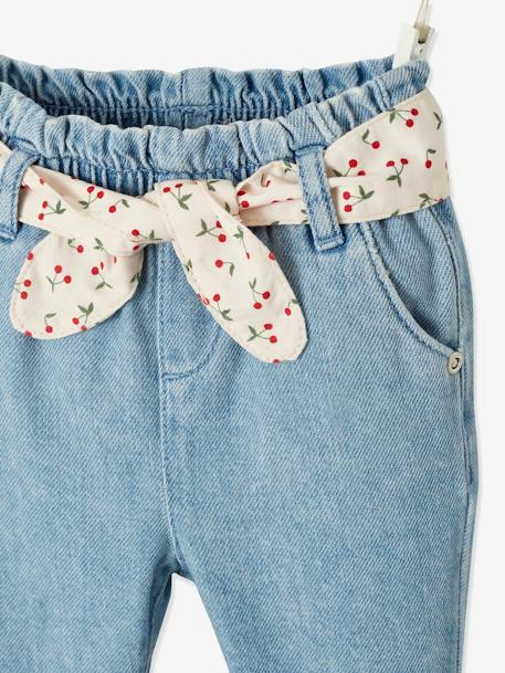 Jeans with Fabric Belt, for Babies Light Denim Blue 