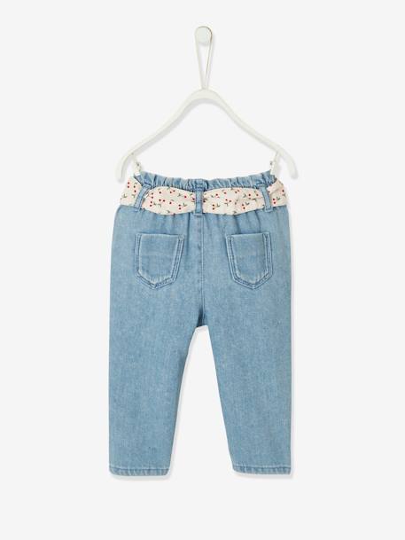 Jeans with Fabric Belt, for Babies Light Denim Blue 