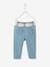 Jeans with Fabric Belt, for Babies Light Denim Blue 