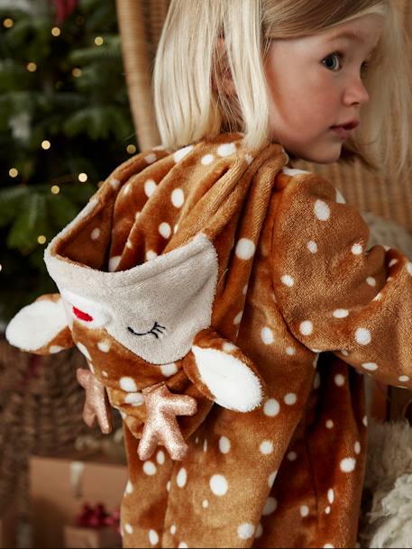 Plush-effect Reindeer Onesie for Girls Brown/Print 