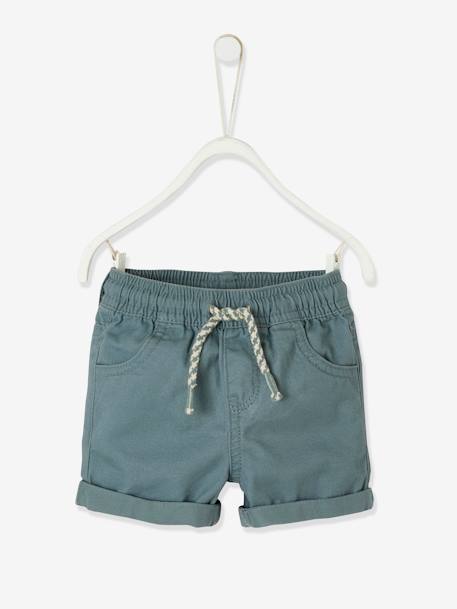 Twill Shorts with Elasticated Waistband, for Baby Boys beige+Brown+Grey Anthracite 