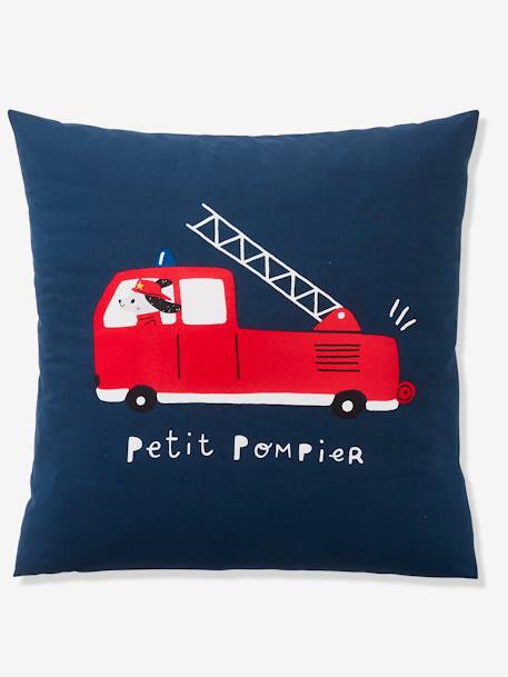 Duvet Cover + Pillowcase Set for Children, 'Petit Pompier' Theme Dark Blue 