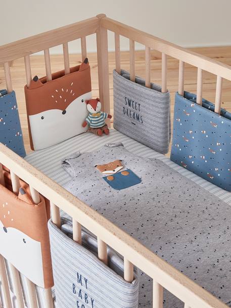 Breathable Cot Bumper, BABY FOX Theme Blue 