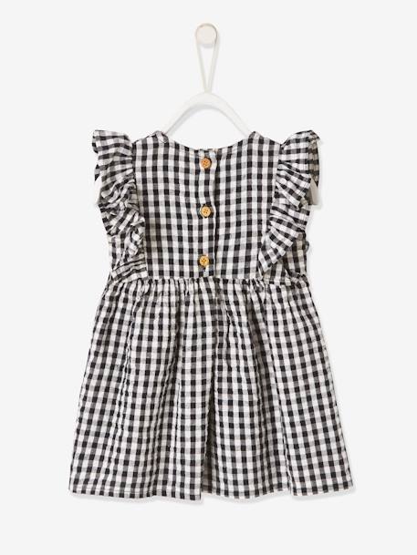 Sleeveless Gingham Dress, for Babies Dark Blue Checks+grey green 