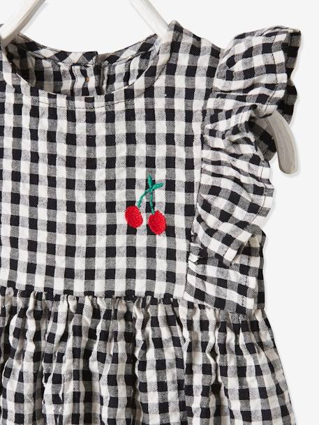 Sleeveless Gingham Dress, for Babies Dark Blue Checks+grey green 