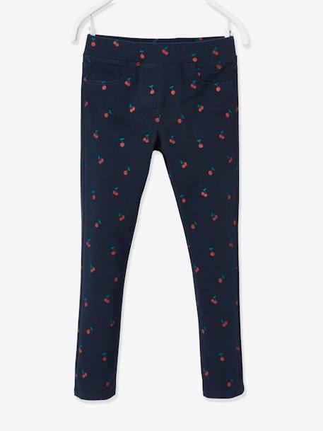 NARROW Hip, MorphologiK Treggings with Printed Cherries, for Girls Dark Blue/Print+Light Pink/Print 