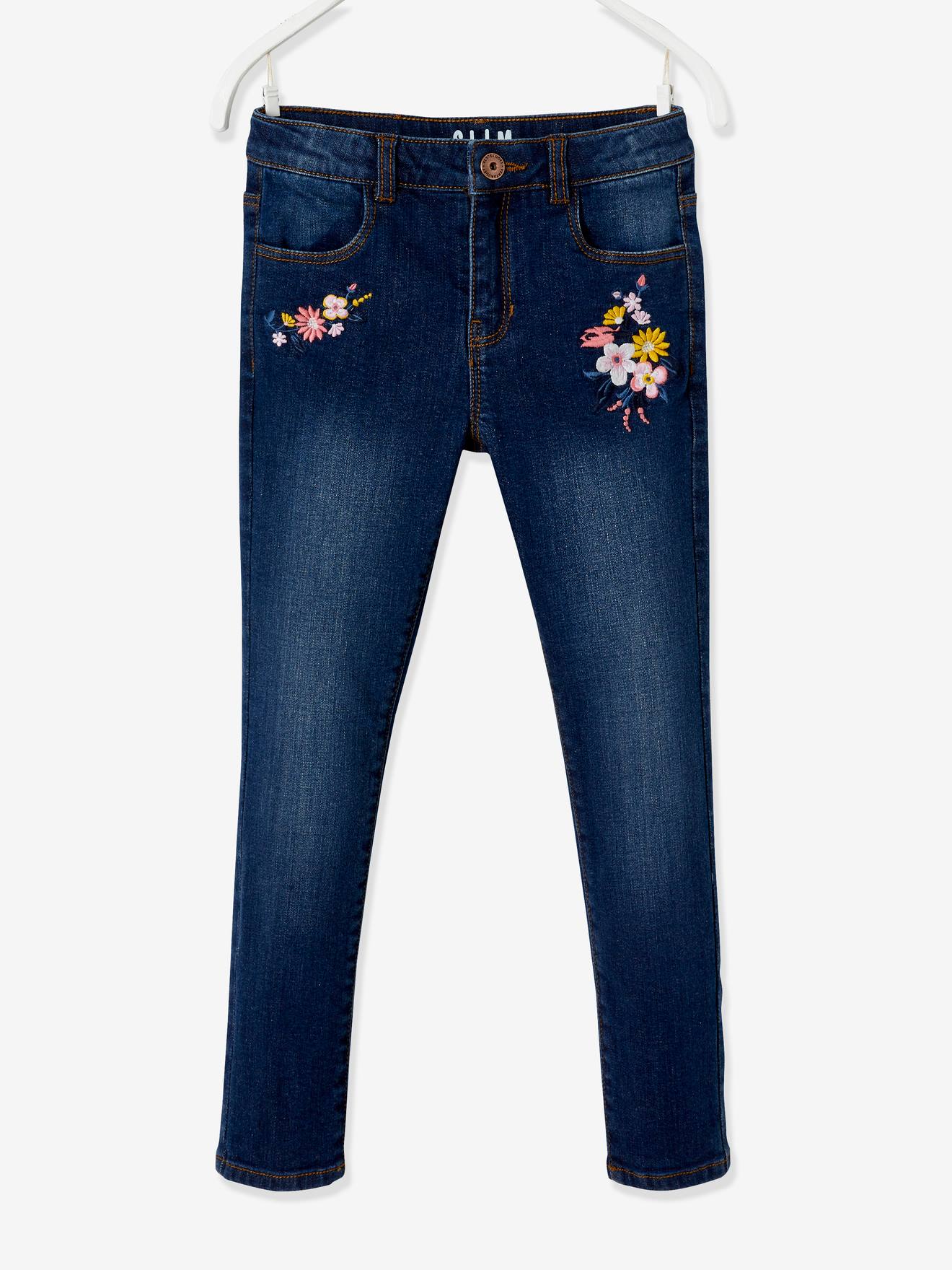 Embroidered hot sale denim jeans